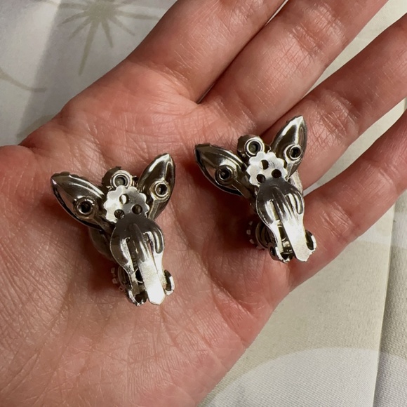 Vintage 60s rhinestone ear clips - Picture 3 of 4